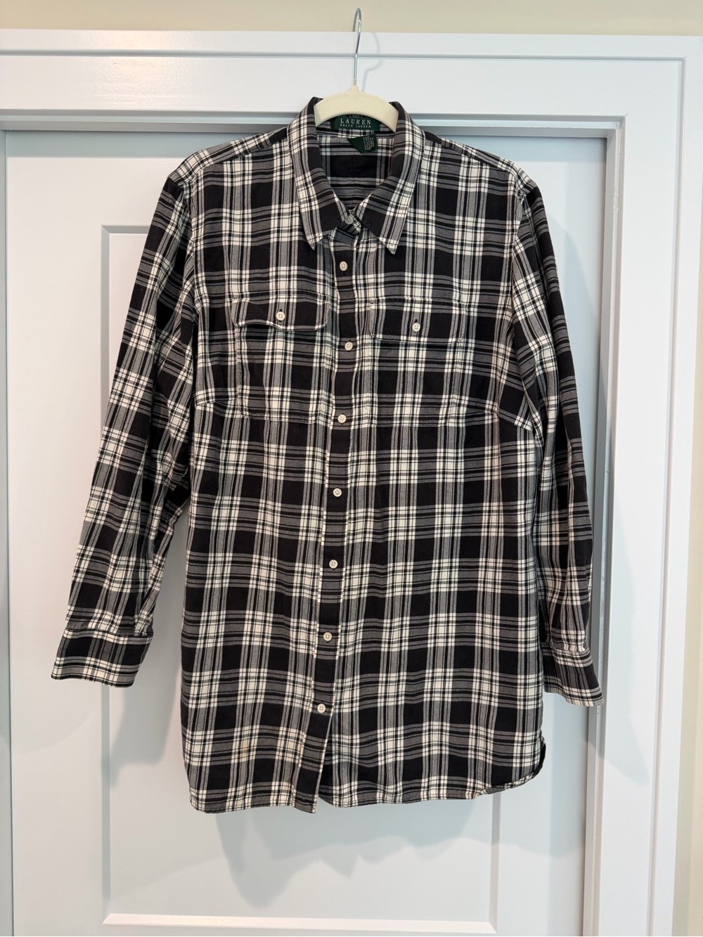 Ralph Lauren Black and White Plaid Button-Down Shirt Size 1x